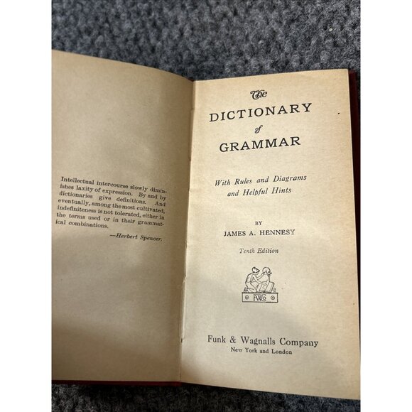 Vtg Book 1917 The Dictionary of Grammar Tenth Edition JA Hennesy - Picture 6 of 11